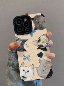 1个新款时尚优雅猫咪图案蓝色爱心蝴蝶结设计防震真皮手机壳，日常必备保护，馈赠亲友佳品，兼容 17/17Air/17Pro/17ProMax/ 16/16Plus/16Pro/16ProMax/ 15/15Plus/15Pro/15ProMax/ 14/14Plus/14Pro/14ProMax/ 13/13Pro/13ProMax/ 12/12Pro/12ProMax/ 11/ 11Pro/11ProMax - 彩色 - 查看 2