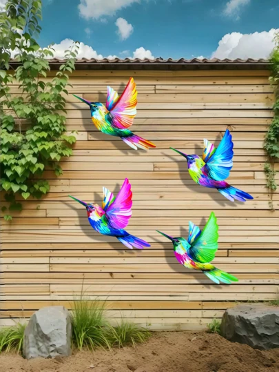 1 adet/4 adet metal sinek kuşu dekoru, bahçe, avlu, balkon, veranda, çit, duvar ve diğer dış mekan dekorasyonları için uygundur, ideal bahçe süsü.