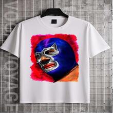 Camisetas para hombres, Camisetas de hombre, Ropa para hombres, Camisetas para hombres, Ropa, Camiseta de lucha libre 180G blanca y negra, Estampa de luchador mexicano, Impresión de alta calidad, Cuello redondo, Talla holgada básica, para hombres y mujeres, Transpirable, Versátil, Lavable en máquina, ¿Cómo? O, Talla S ~ 3XL, Diario, Casual, Deportes, Esencial para el verano. - Multicolor - Ver 1