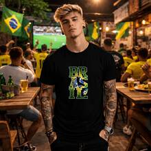 Unisex Printed T-Shirt Brazil World Cup 2026 100% Premium Cotton Streetwear T-Shirt World Cup Oversized Casual Shirt Brazilian Fans Road To The Hexa - 黑色 - 查看 1