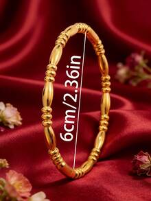 3/1pc - Light Luxury Stainless Steel Bamboo Bangle With Three-Dimensional Bamboo Texture Design, Symbolizing A Sense Of Advancement And Luxury. Stacked And Versatile For Commuting Without Fading, Giving Gifts To Elders And Girlfriends - Gold - View 7