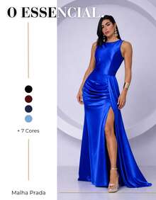Women's Satin Formal Party Dress With Slit And Braided Gathered Detail, Suitable For Weddings, Bridesmaids, And Graduations. - 藍色 - 查看 2