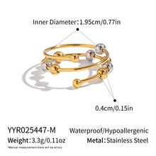 个性化滑动珠减压戒指，18K镀金不锈钢，多功能钛钢配饰 - 彩色 - 查看 8