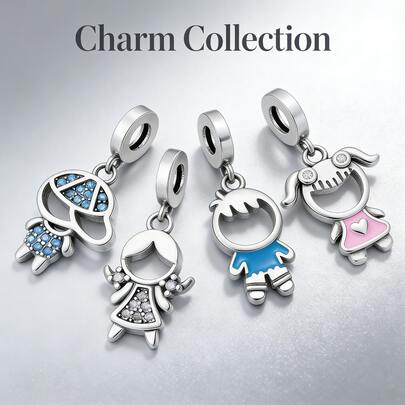 1件套家庭成员玩偶吊坠串珠套装 - DIY手链串珠，送给家人和孩子的礼物