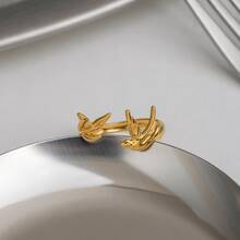 极简时尚和平鸽开口戒指，18K镀金不锈钢材质，百搭优雅女士饰品 - 金色 - 查看 5