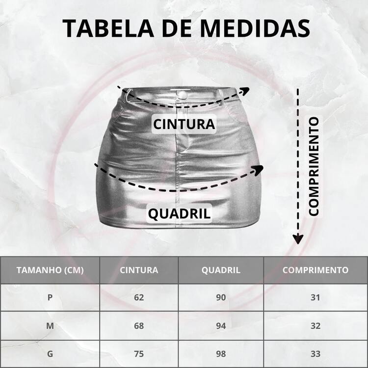 Mini Saia Curtinha Metalizada Feminina Com Elasticidade - Prateado - Visão 4