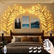 LED Vine Lights USB Powered, Artificial Willow Branch Lights With Remote & 8 Modes, Flexible Hanging Decor For Bedroom Wall, Living Room, Home Aesthetic With Clips & Stickers Included - 160cm / 5,25ft (72 đèn LED) - Xem 2
