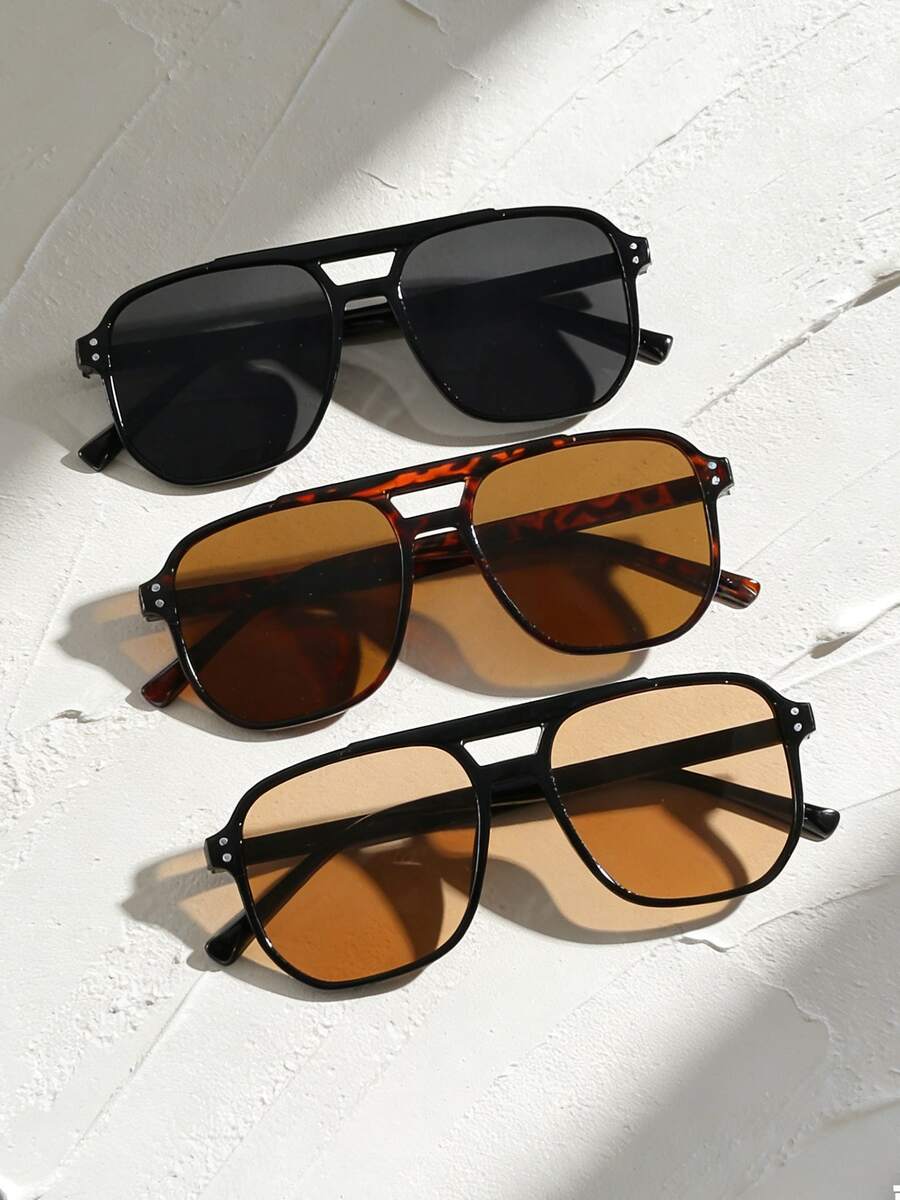 3 Stücke/Set Herren Mehrfarbige Retro Klassische Sommer Urlaubs Lässig Mode Brillen Accessoires, geeignet für Strandurlaub, Outdoor Reisen - Verschiedenfarbig - Übersicht 1