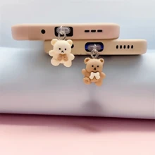 2pcs Cartoon Couple Bear Love Story Phone Dust Plug Decorations - Multicolor - View 7