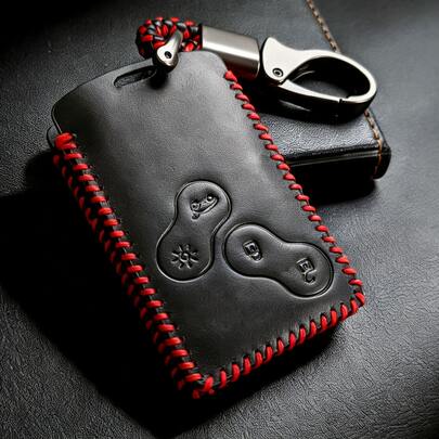 高品质仿皮汽车钥匙扣保护套，适用于雷诺车型，配有锌合金钥匙扣 - 防刮擦，全面保护。配件包括钥匙扣保护套、柔软TPU钥匙壳，适用于Kadjar、Captur、Clio、Megane等车型，男女皆宜，情人节礼物、复活节礼物。