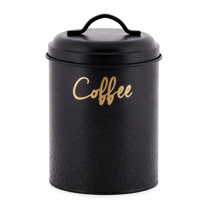 Porta Mantimentos Café Aço Galvanizado Coffe Preto 800ml 15cm- Mundiart