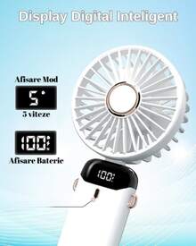 DOSYU Ventilador de Mano Recargable USB - Mini y Portátil, 5 Velocidades, 4200mAh, con Base -deal para Escritorio  Material ABS, USB, 5 Medidas 188x90x46,5 mm,  Peso 190 g Abanico - Blanco - Ver 5