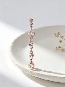 1 chiếc khuyên rốn dài đính đá Zirconia - Hoa hồng vàng - Xem 2