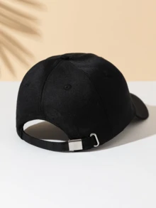 1顶白色棒球帽，饰有两个心形图案，男女通用户外遮阳帽，日常必备单品 - 黑色 - 查看 4