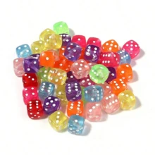 50颗亚克力方形骰子珠，可爱项链手链手机挂饰，8毫米珠子，适合DIY珠宝制作 - 彩色 - 查看 9