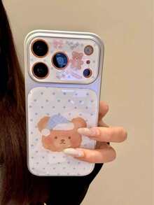 可爱蓝色波点小熊手机壳，兼容苹果 16/17 Pro Max/15 Pro，女士保护套，14/13 - 彩色 - 查看 3
