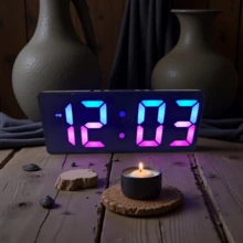 1 chiếc đồng hồ báo thức kỹ thuật số nhiều màu sắc có đèn ngủ, trang trí bàn đầu giường với chữ và màn hình nhiều màu sắc, dùng pin/USB, hiển thị ngày, nhiệt độ, chức năng báo lại, độ sáng có thể điều chỉnh, chế độ làm mờ đèn LED, trang trí phòng ngủ/nhà/ký túc xá/trường học, đồ dùng học tập - Nhiều màu - Xem 6