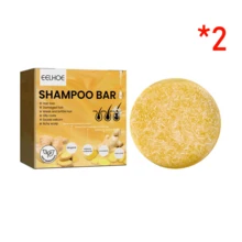 1 pieza Barra de champú de jengibre, control de aceite de limpieza profunda, antifrizz, jabón natural con aceites esenciales de plantas - Amarillo - Ver 11
