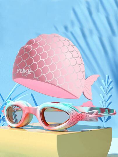 青少年硅胶泳镜和泳帽套装（半副） - 防雾、防漏、佩戴舒适，男女皆宜，水上运动的理想之选