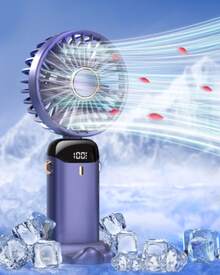 DOSYU Ventilador de Mano Recargable USB - Mini y Portátil, 5 Velocidades, 4200mAh, con Base -deal para Escritorio  Material ABS, USB, 5 Medidas 188x90x46,5 mm,  Peso 190 g Abanico - Azul - Ver 9