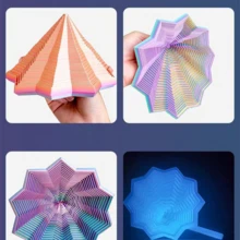 3D打印减压星光学错觉折叠拼图玩具，多边形胡萝卜塔螺旋3D桌面 - 彩色 - 查看 6