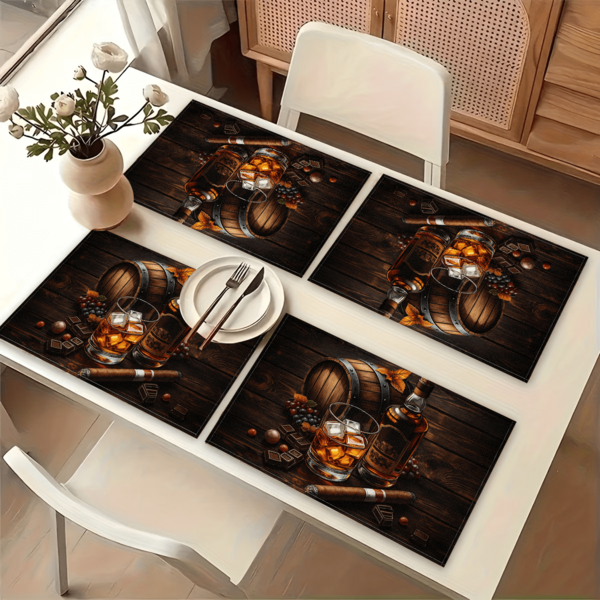 1件装亚麻餐垫，早餐垫，咖啡杯垫，碗垫，厨房配件，易清洁餐垫，适用于家庭、餐厅、餐桌装饰，节日礼物，送礼佳品，多件套