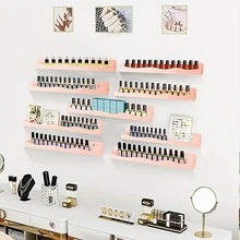 15-Inch Acrylic Wall-Mounted Nail Polish Storage Rack, Pink Nail Polish Holder With Removable Ends, Multi-Functional Organizer Suitable For Nail Salons, Bathrooms, Essential Oils And Cosmetics Display,Bedroom Room Decor,Back To School - View 6