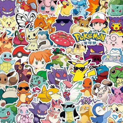  50/100pcs Pokemon Pikachu Stickers, Waterproof Cute Stickers For DIY Decoration On Skateboard, Phone, Laptop, Bicycle, Fridge, PVC, Graffiti, Toys (Assorted Patterns)