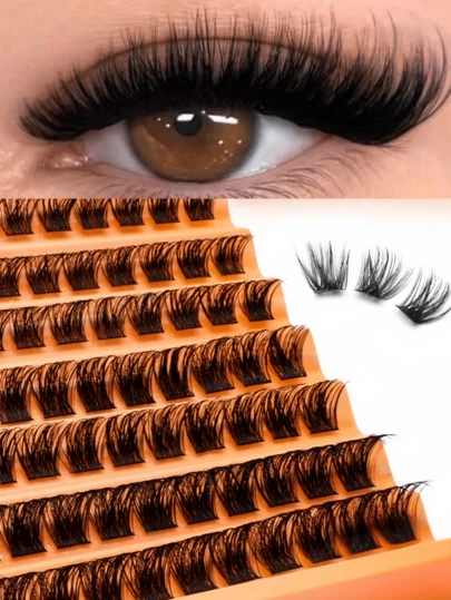 120pcs D-Curl Fluffy Natural Thick Pre-Glued Individual Eyelashes, 8-16mm Length, 0.07mm Thickness, D-Shaped Ultra-Light Packaging, 10 Rows Waterproof Faux Mink 3D Stereo Fit Eye Shape, Long-Lasting And Durable, DIY Handmade, Suitable For Light Makeup, Heavy Makeup And Daily Occasions, Portable And Suitable For Daily Use Or Going Out