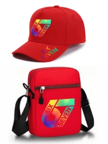 1pc/2pcs "67" Colorful Number Pattern Design Printed Unisex Hip-Hop Baseball Cap And Crossbody Bag, Street Fashion Outdoor Sports Baseball Cap Curved Brim Hat And Bag, Adjustable, Gift For Yourself Or Friends - Multicolor - View 13