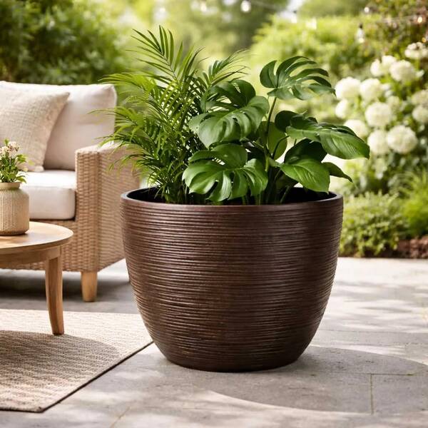 Maceta Grande 40L para Plantas Interior y Exterior, Maceta Plástica Texturizada Moderna Resistente, Decoración Hogar Jardín Pasillo Sala