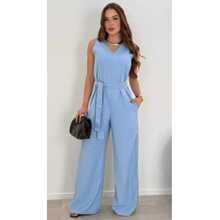 Women's Jumpsuit Roman Pantaloons Tie-Up Elegant Chic Simple Pocket Knot With Belt - Màu xanh nhạt - Xem 9