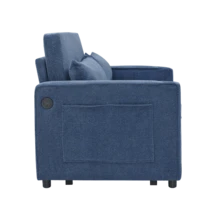 Minimalist, Elegant And Lightweight 3-In-1 Two-Seater Sofa Bed With A Sliding Convertible Function, USB Charging, Ideal For Naps, Beige - Navy Blue - View 11
