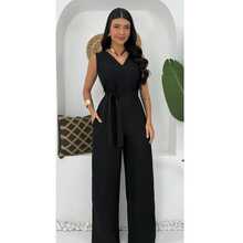 Women's Jumpsuit Roman Pantaloons Tie-Up Elegant Chic Simple Pocket Knot With Belt - 黑色 - View 10