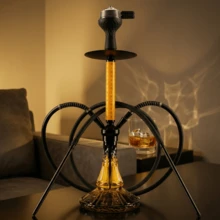 2-Hose Hollow Carved Hookah Set | Lightweight Alloy Hookah Body | Complete Accessories (Silicone Bowl, Hose, Charcoal Tray, Foil, And Mouthpiece) - one-size - View 2