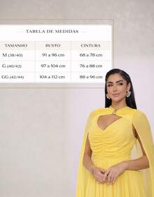 Women's Long Party Dress With Slit, Cape Sleeves, Gathered Bust And Brooch, Solid Color, Elegant, For New Year's Eve, Wedding, Bridesmaid, Graduation. - 黃色 - 查看 8