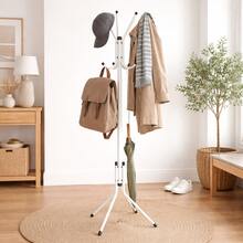 Floor-Standing Coat Rack With 12 Hooks, Stainless Steel Clothes Organizer, Klicmix Clothes Rack. - 白色 - 查看 1
