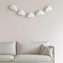 5 Stück/Set Nordischer Stil Filz Wolken Wandbehang Dekoration, geeignet für Kinderzimmer, Babybett, Zelt, Raumdekoration, Fotografie Requisiten, Party Banner, verwendbar für Geburtstagsdekoration, Taufe, Geschlechteroffenbarung, Muttertagsgeschenk - Verschiedenfarbig - Übersicht 4