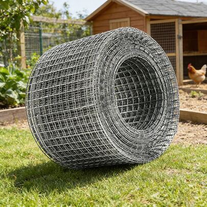 1 Roll Galvanized Welded Metal Wire Mesh - 4" X 16.4ft, Durable Hardware Mesh For DIY Animal Barriers, Garden Fencing, And Handmade Projects, Hot-Dipped Galvanized Finish For Corrosion Resistance, Construction Mesh | Rolled Wire Design | Durable Construction, Galvanized Wire Mesh