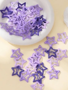 20pcs Star Shaped Hair Clips, Suitable For Daily Wear - Purple - View 1