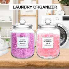 2PCS Large Glass Jars, Drying Paper Storage Rack Set, With Lids And Labels, Laundry Room Organizer Containers, Spoon Included, Half Gallon Sass, Laundry Detergent Storage, Coffee Storage, Dispensing Bottles And Storage Bottles - Trong sáng - Xem 5