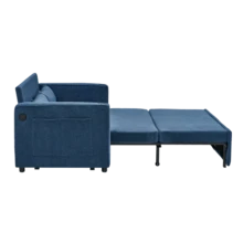 Minimalist, Elegant And Lightweight 3-In-1 Two-Seater Sofa Bed With A Sliding Convertible Function, USB Charging, Ideal For Naps, Beige - Navy Blue - View 8