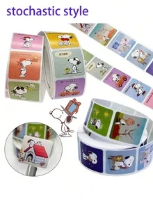 SNOOPY 500 miếng dán hoạt hình - Hình dán tự làm cho ốp điện thoại/máy tính xách tay/ván trượt/sổ lưu niệm, bao bì túi quà và phần thưởng cho trường mẫu giáo - Nhiều màu - Xem 10