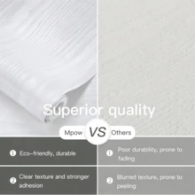 1 Roll White Wood Grain Self-Adhesive Wallpaper - Thicker Texture Waterproof Durable Vinyl Contact Paper Suitable For Cabinets, Drawers And Countertops, Wood Decorative Appearance - White Wood Grain - View 3
