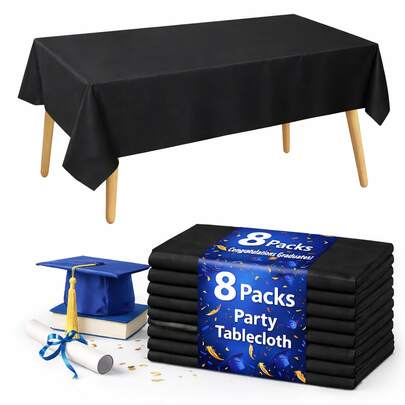 8-pack - Engångsdukar för fester, vattentätt PE-plastmaterial, födelsedagsdukar för dessert, enfärgade, lämpliga för utomhusbröllop, möhippa, julfester, födelsedagsbanketter, camping, Thanksgiving, mors dag och andra tillfällen.