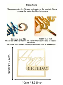 3件/6件/9件金色生日蛋糕装饰品，生日快乐蛋糕插牌，生日派对装饰品，蛋糕和甜点装饰（金色） - C - 查看 2