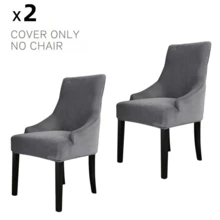 Ultra Soft Plush Dining Chair Cover, Silver Gray Plush Casual Chair Slipcover, Stretch Wing Back Chair Protector Removable & Washable For Dining Room, Banquet, Party Decor - Solid Color - View 16