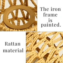 1 pieza Pantalla de lámpara cilíndrica tejida a mano de estilo bohemio de ratán, pantalla de lámpara en forma de campana de ratán, adecuada para lámpara de mesa y lámpara colgante, fácil de instalar - Multicolor - Ver 3