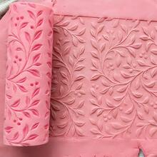 Rodillo de textura de relieve de arcilla impreso en 3D, rodillo de plástico duradero de PLA que se puede usar como rodillo de cocina, con patrón de flores y pájaros, adecuado para herramientas de manualidades de arcilla de cerámica DIY - A - Ver 7
