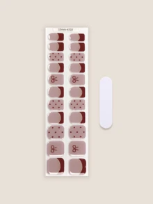 20 miếng dán móng tay dạng gel bán khô, bền như ở salon, dễ dán và dễ gỡ, cần dùng đèn UV để làm khô. - Màu tím hoa cà - Xem 3